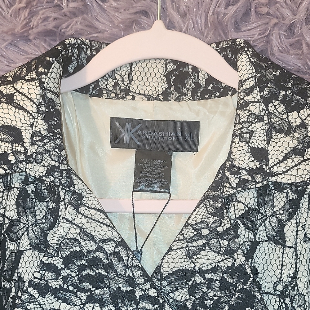 Kardashian Kollection Black Lace Trim Robe